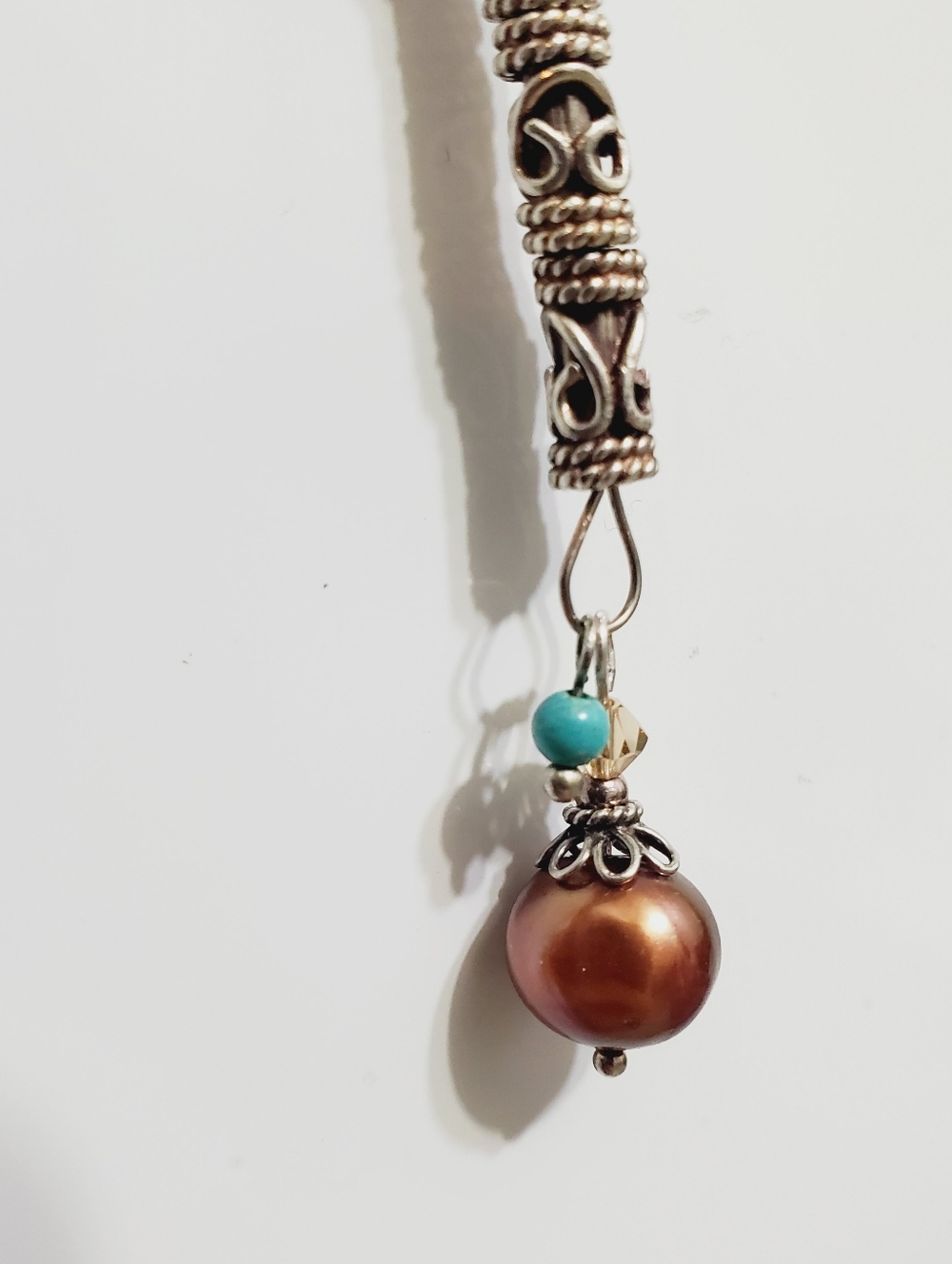 Handcrafted Brown Leather & Sterling Silver Bead Choker Necklace